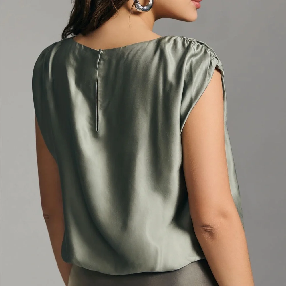 Anthropologie size M Elegant Sage Green Women's BLOUSE - Picture 3 of 6